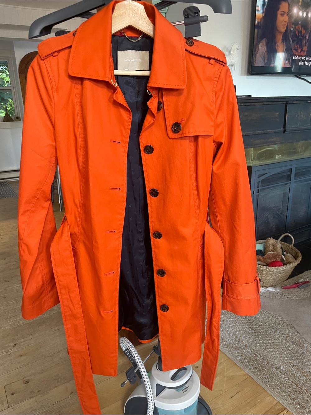 Banana Republic Orange Trench Coat with Black Lining